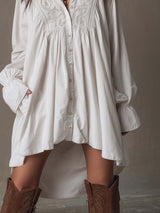 Calissa | Lace Eyelet Mini Shirt Dress