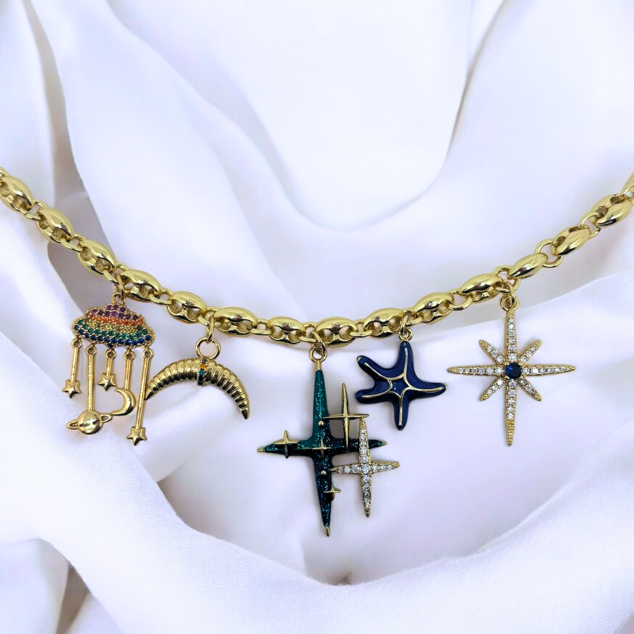 Mireya | Celestial Gold Charm Necklace