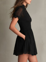 Berenice | Smocked Lace-Trim Mini Dress