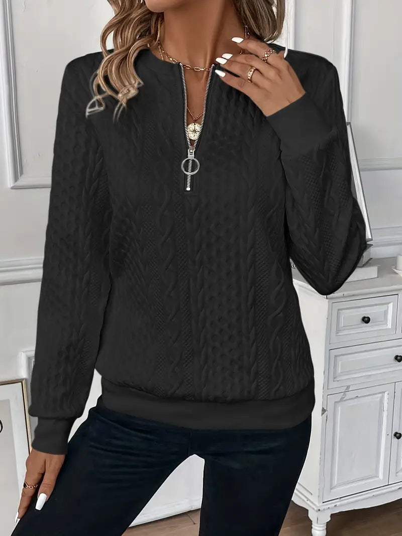 Céleste | Elegant Quarter-Zip Knit Sweater
