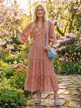Dolly | Geometric Print V-Neck Midi Dress