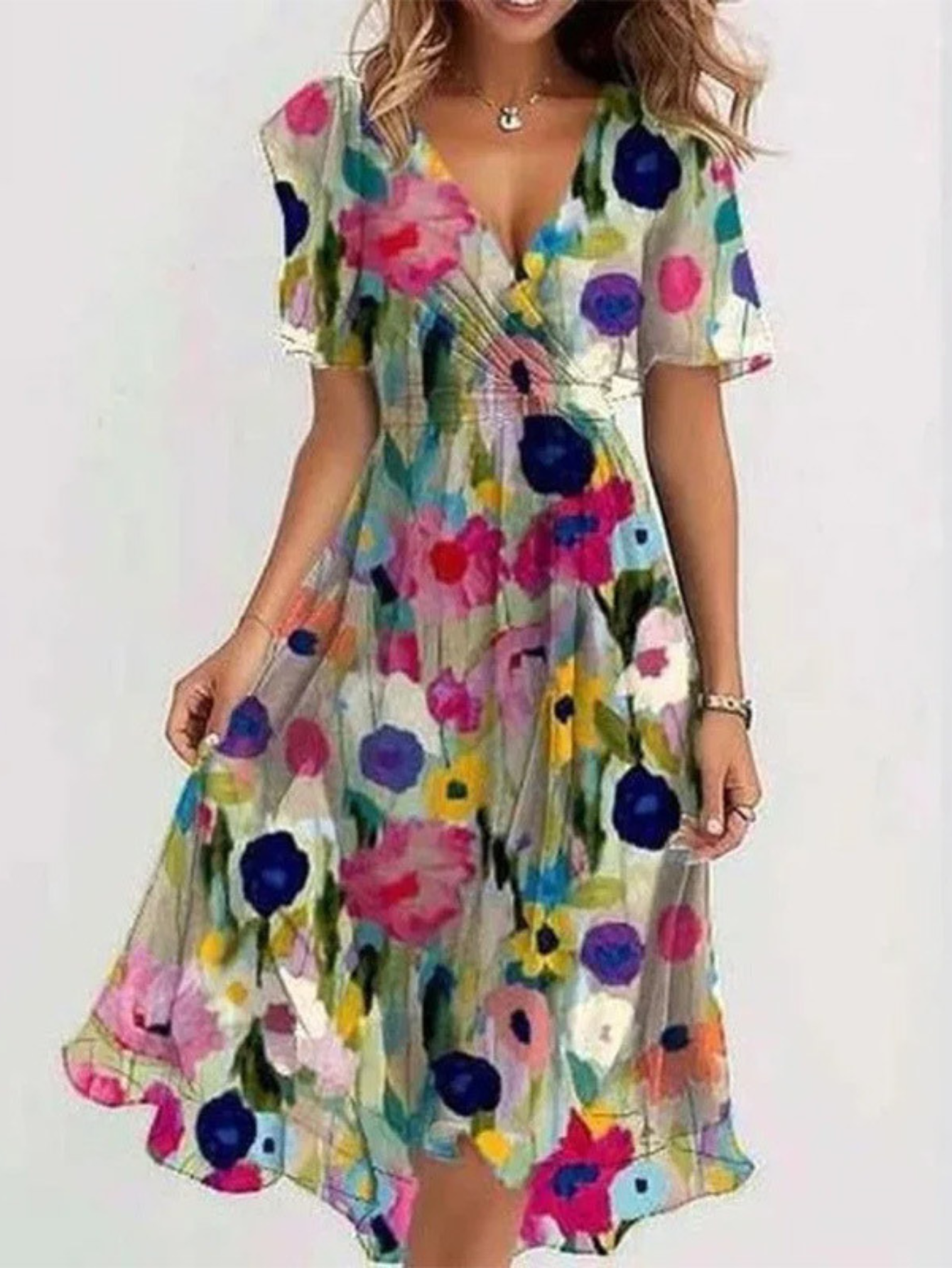 Lavina | Vibrant Boho Flowy Midi Dress
