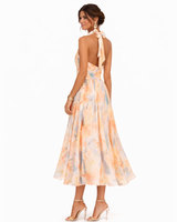 Zahra | Halter Neck Watercolor Maxi Dress