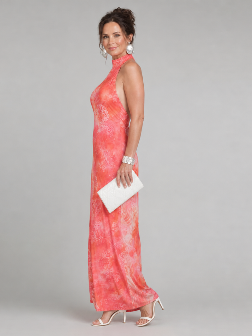 Doretha | Halter Neck Printed Maxi Dress