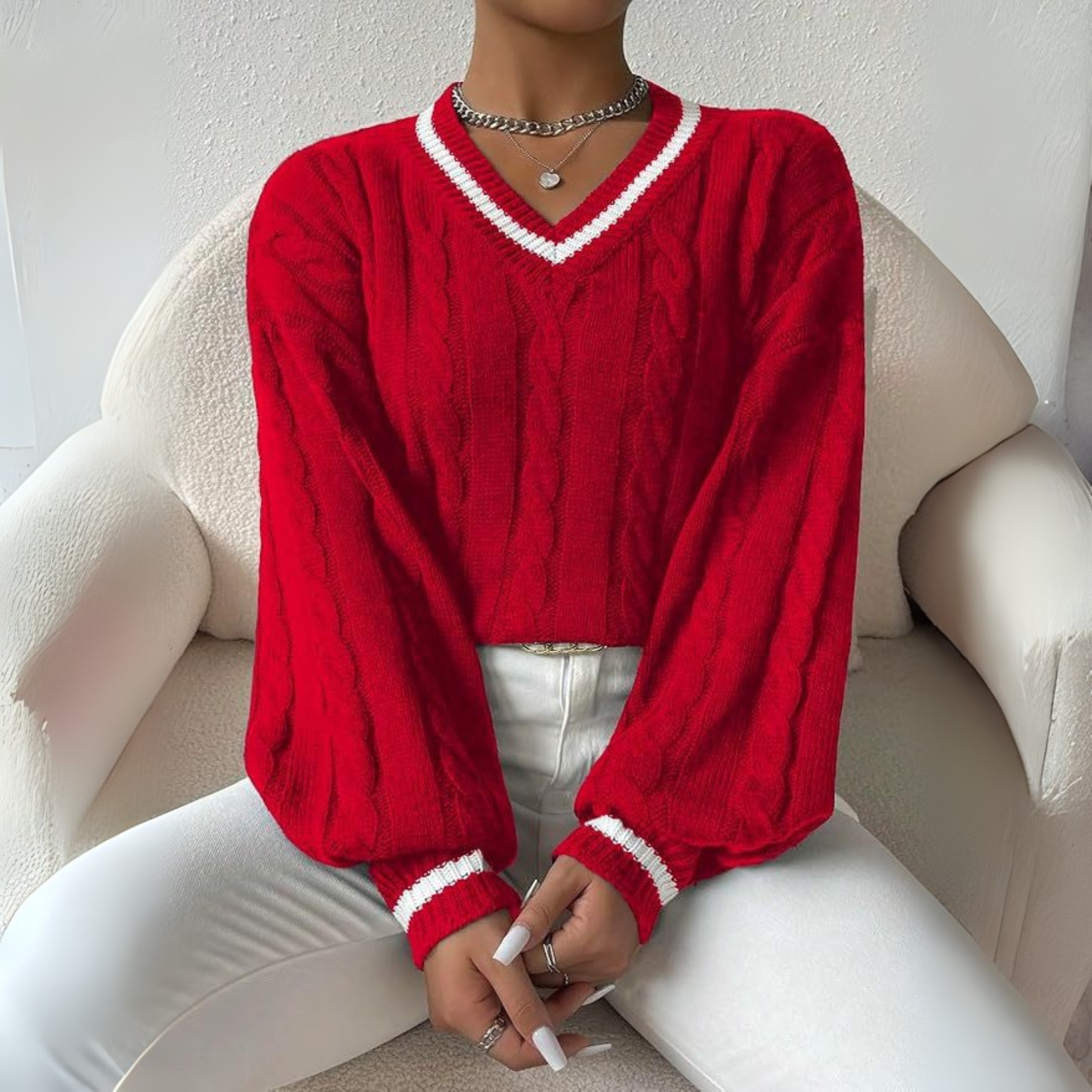 Céleste | Relaxed V-Neck Knit Sweater