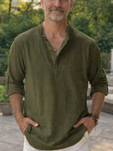 Norton | Collarless Cotton Shirt