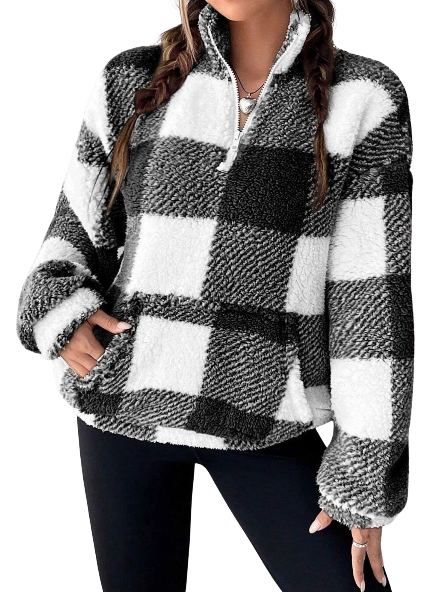 Camille | Plaid Half-Zip Cozy Pullover