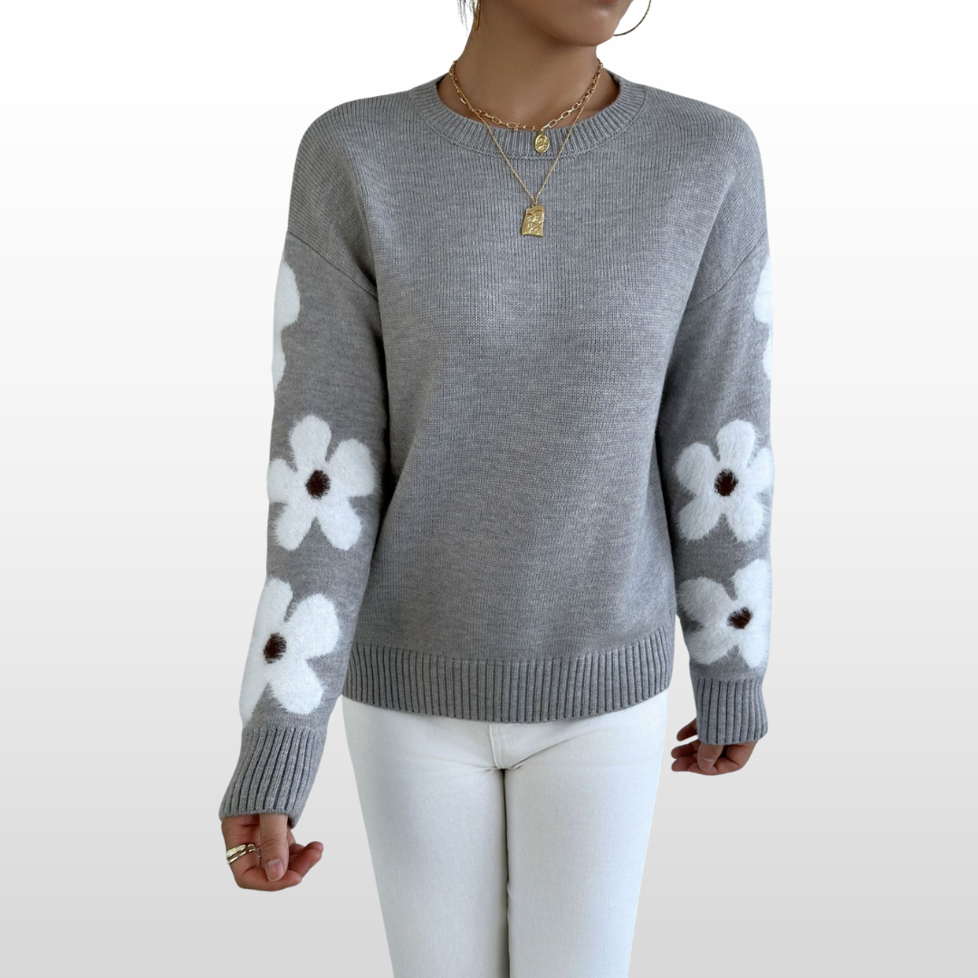 Céleste | Floral Round Neck Cozy Sweater