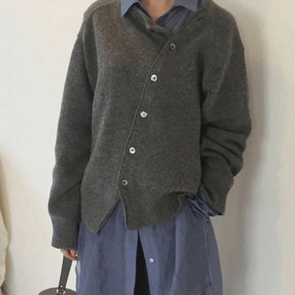 Céleste | Asymmetric Button Knit Cardigan