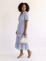 Lilly | Striped Short-Sleeve Layered Midi Dress