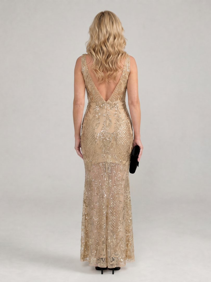 Dorothy | Sequin Sheer-Panel Midi Dress