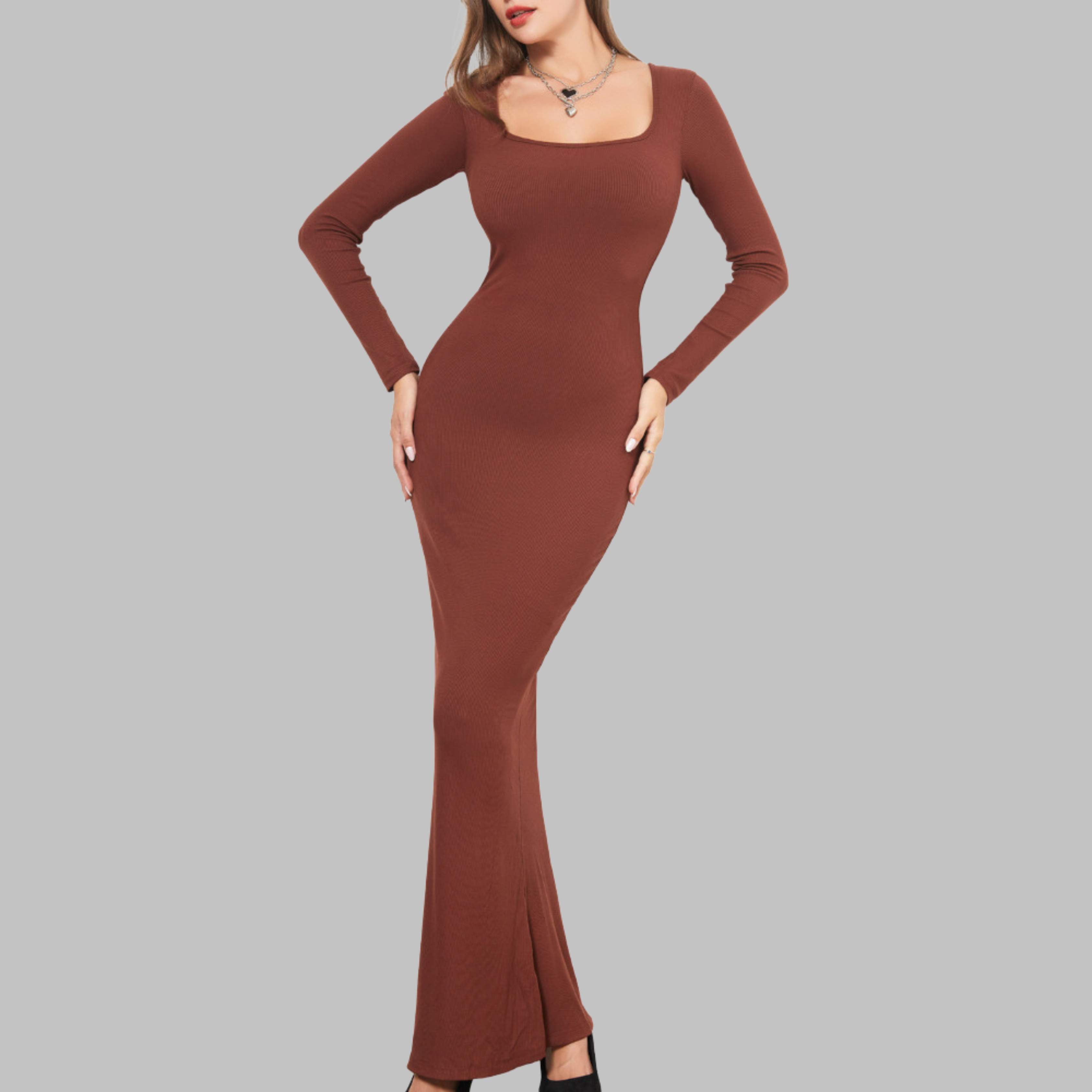 Vivienne | Long Sleeve Shapewear Midi Dress
