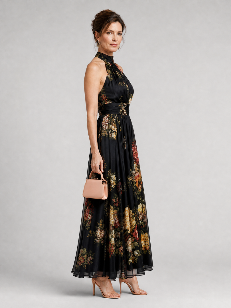Sabrina | Floral Halter Midi Dress