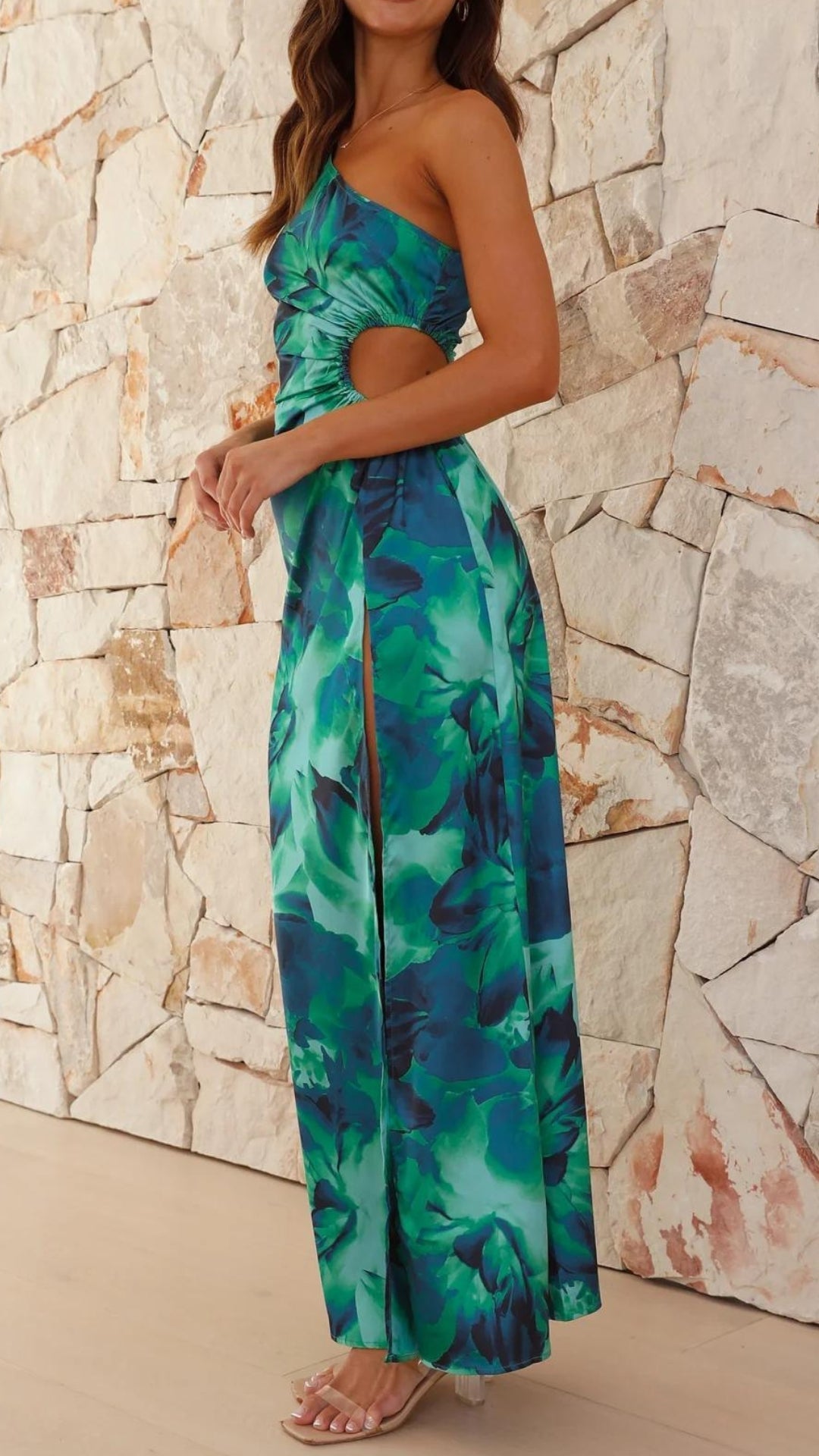 Yarrow | Green Floral Midi Dress