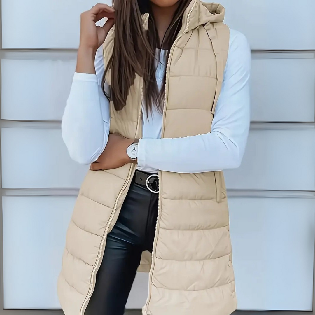 Camille | Hooded Long Puffer Vest