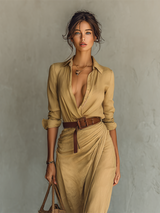 Alma | Shirt Dress Camel with Belt