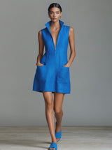 Lyndsey | Royal Blue Linen Mini Shirt Dress