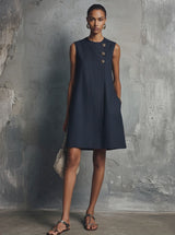 Vertie | Linen Round-Neck Mini Dress