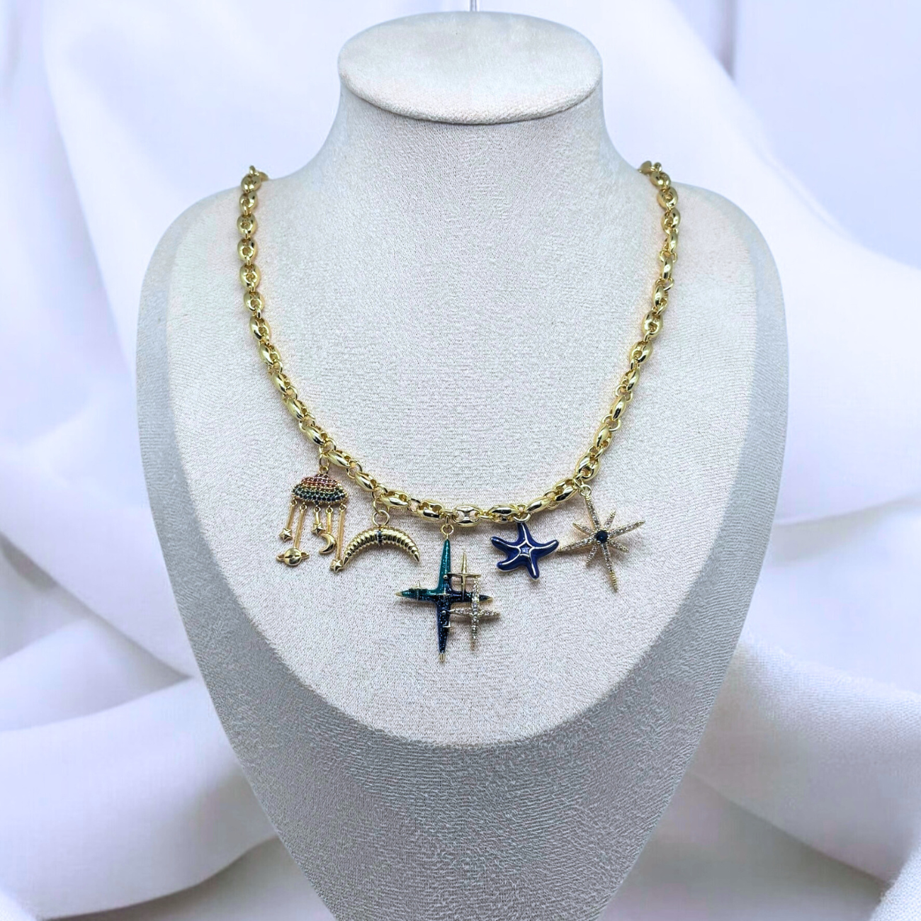Mireya | Celestial Gold Charm Necklace