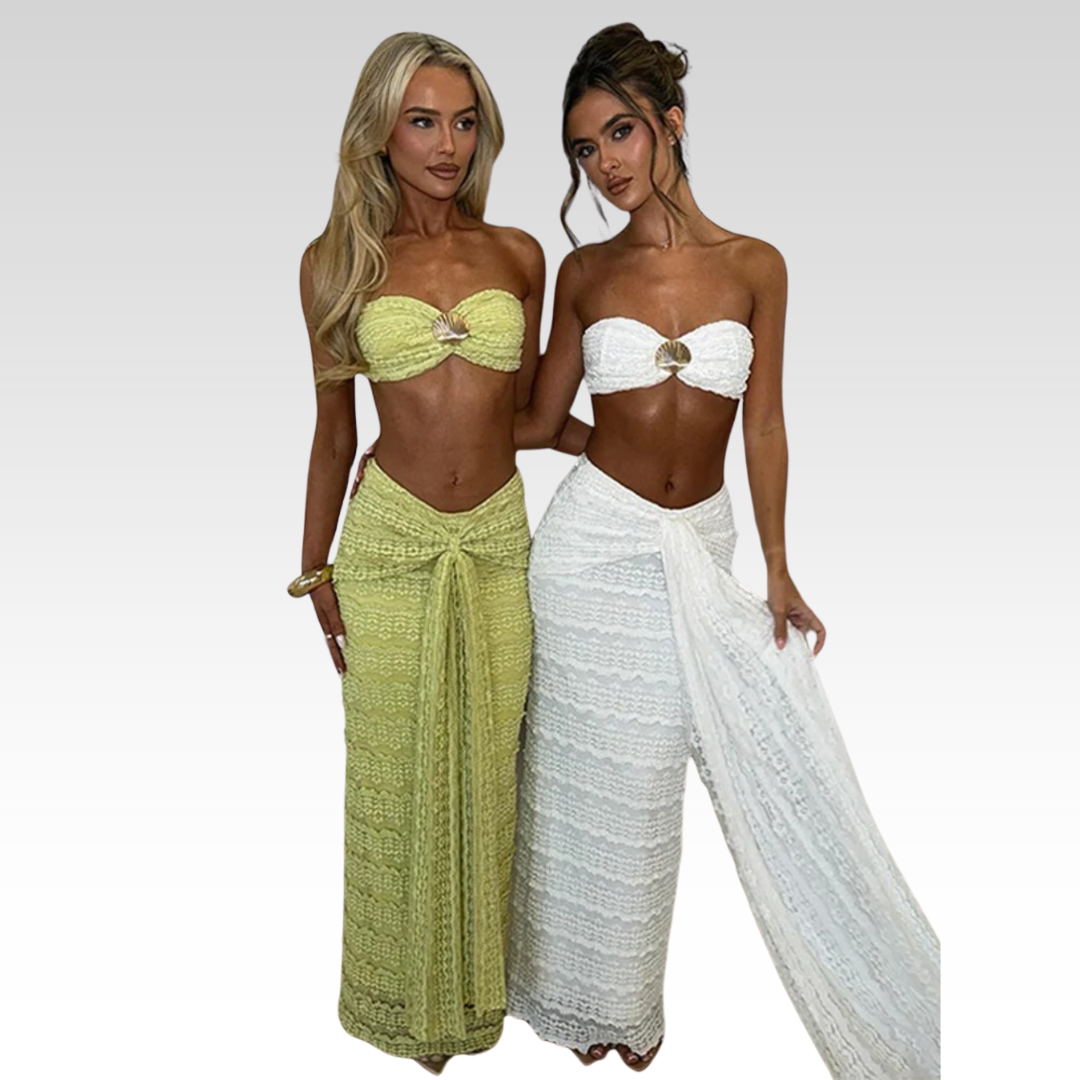 Zena | Coral Shell Bandeau Two-Piece Set
