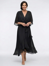 Genesis | V-Neck Draped Waist Midi Dress