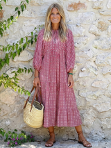 Ima | Geometric Midi Dress with Long Sleeves