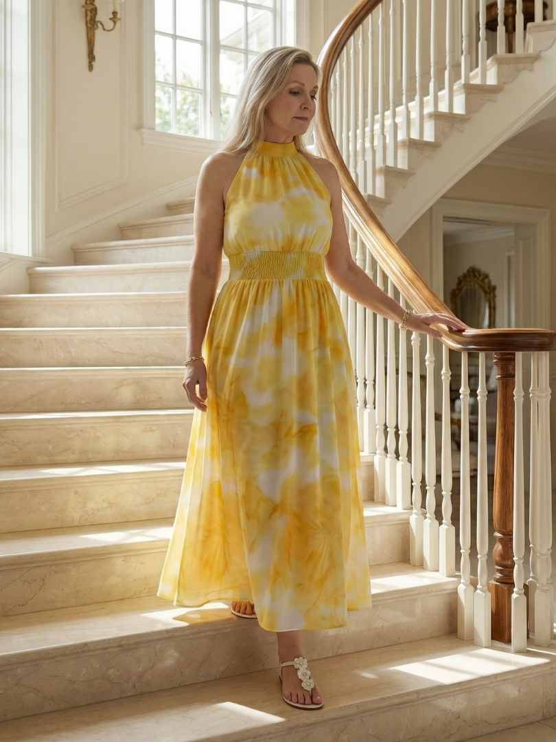 Rayna | Gathered Halter Midi Dress