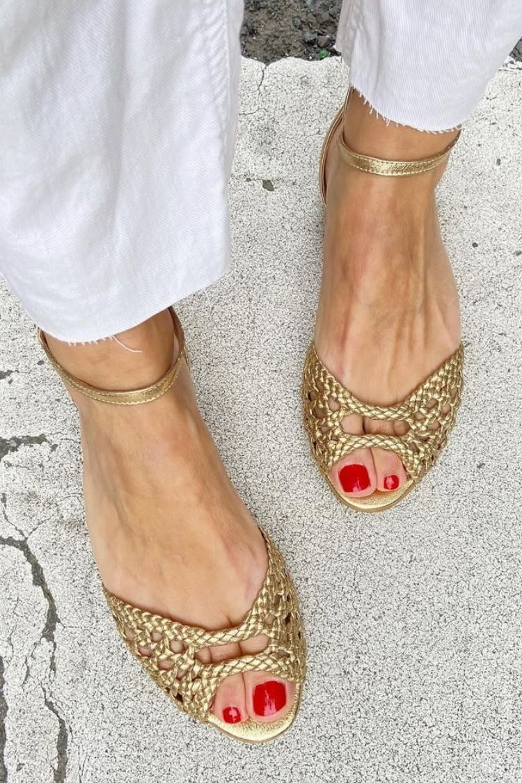 Rhiain | Woven Golden Sandals