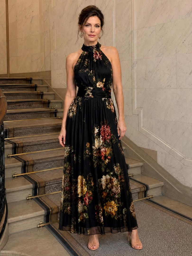 Sabrina | Floral Halter Midi Dress