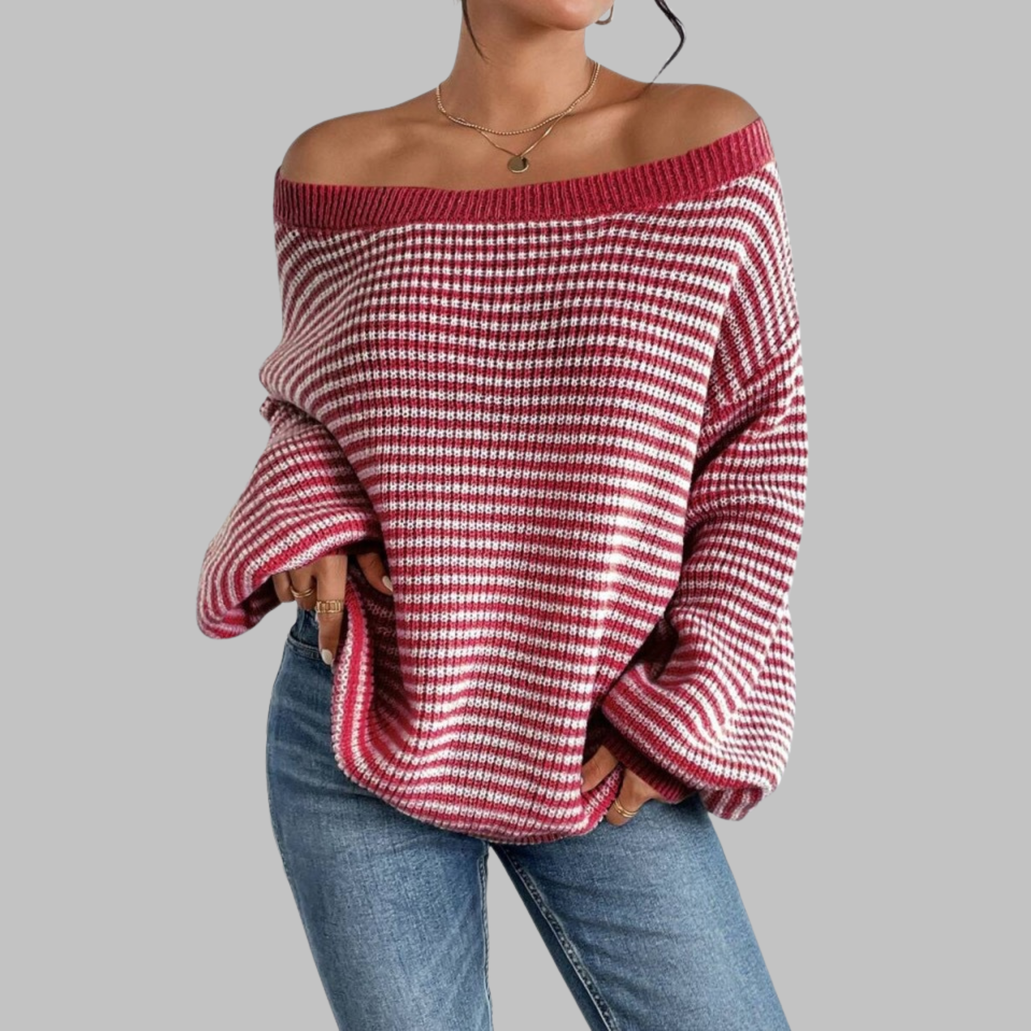 Camille | Striped Drop-Shoulder Knit Sweater