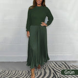 Pearl | Pleated Crew-Neck Midi Dress