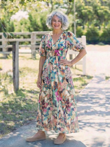 Aya | V-Neck Short Sleeve Ruched Waist Midi Dress