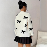 Céleste | Bow Print Cozy Pullover Sweater