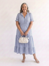 Lilly | Striped Short-Sleeve Layered Midi Dress