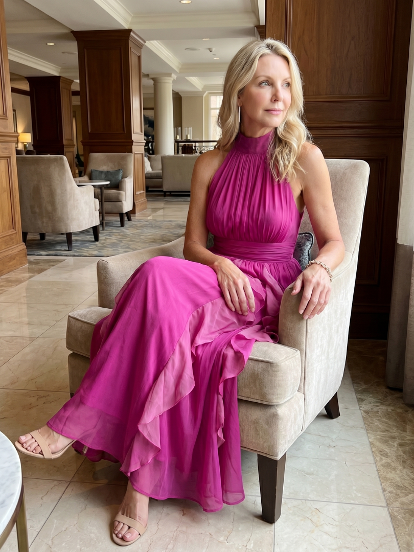 Olympia | High Neck Ruffle Layer Maxi Dress