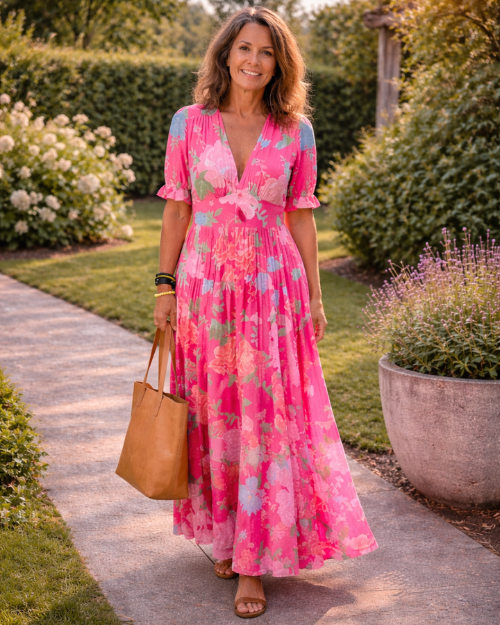 Braelynn | Sleeveless V-Neck Floral Midi Dress