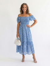 Zephyra | Off-Shoulder Floral Smocked Midi Dress