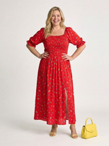 Vada | Square-Neck Floral Midi Dress