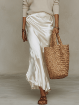 Persis | Ivory Knit & Satin Midi Ensemble