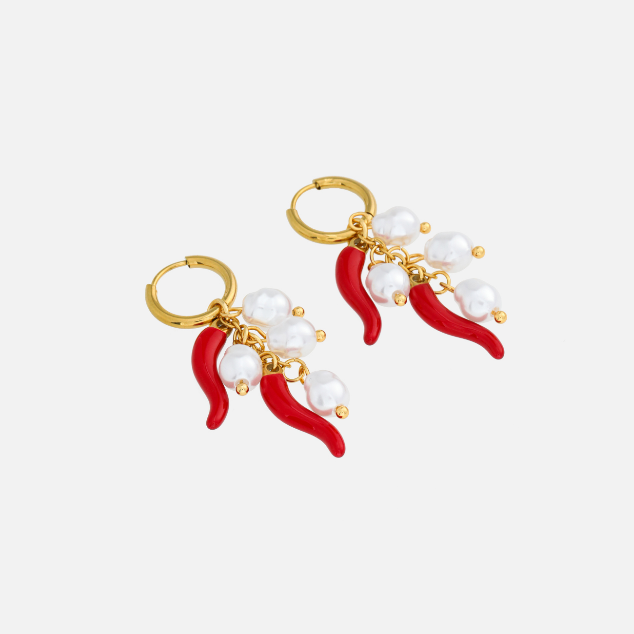 Rozella | Limited Edition Chili-Pearl Hoop Earrings
