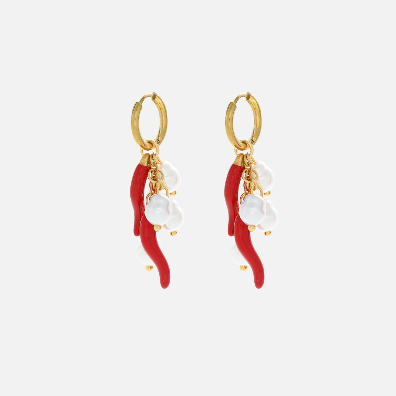 Rozella | Limited Edition Chili-Pearl Hoop Earrings