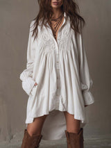Calissa | Lace Eyelet Mini Shirt Dress