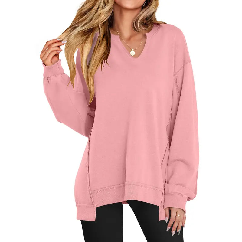 Camille | Oversized V-Neck Lightweight Sweatshirt