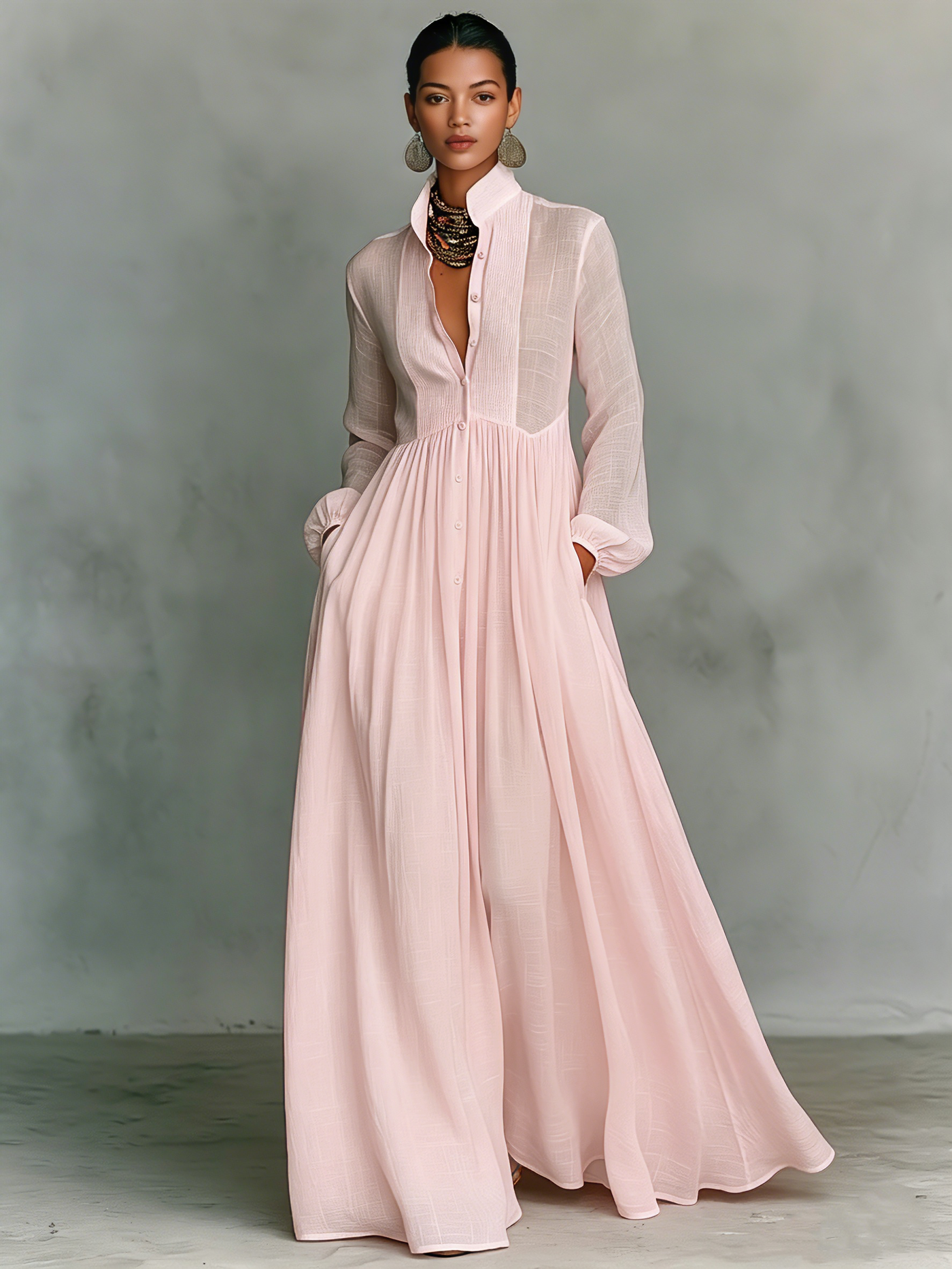 Maeve | Maxi Shirtdress in Cotton-Linen