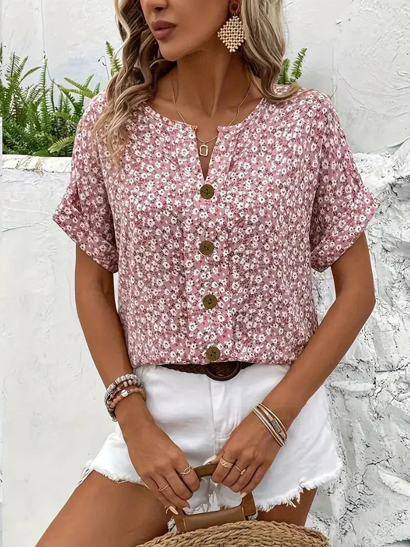 Xia | Wildflower Notch Blouse