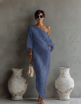 Myra | Off-Shoulder Linen Maxi Dress
