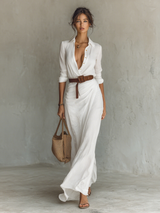Elora | Lapel Collar Maxi Dress