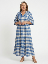 Yardena | Diamond-Pattern Layered Midi Dress