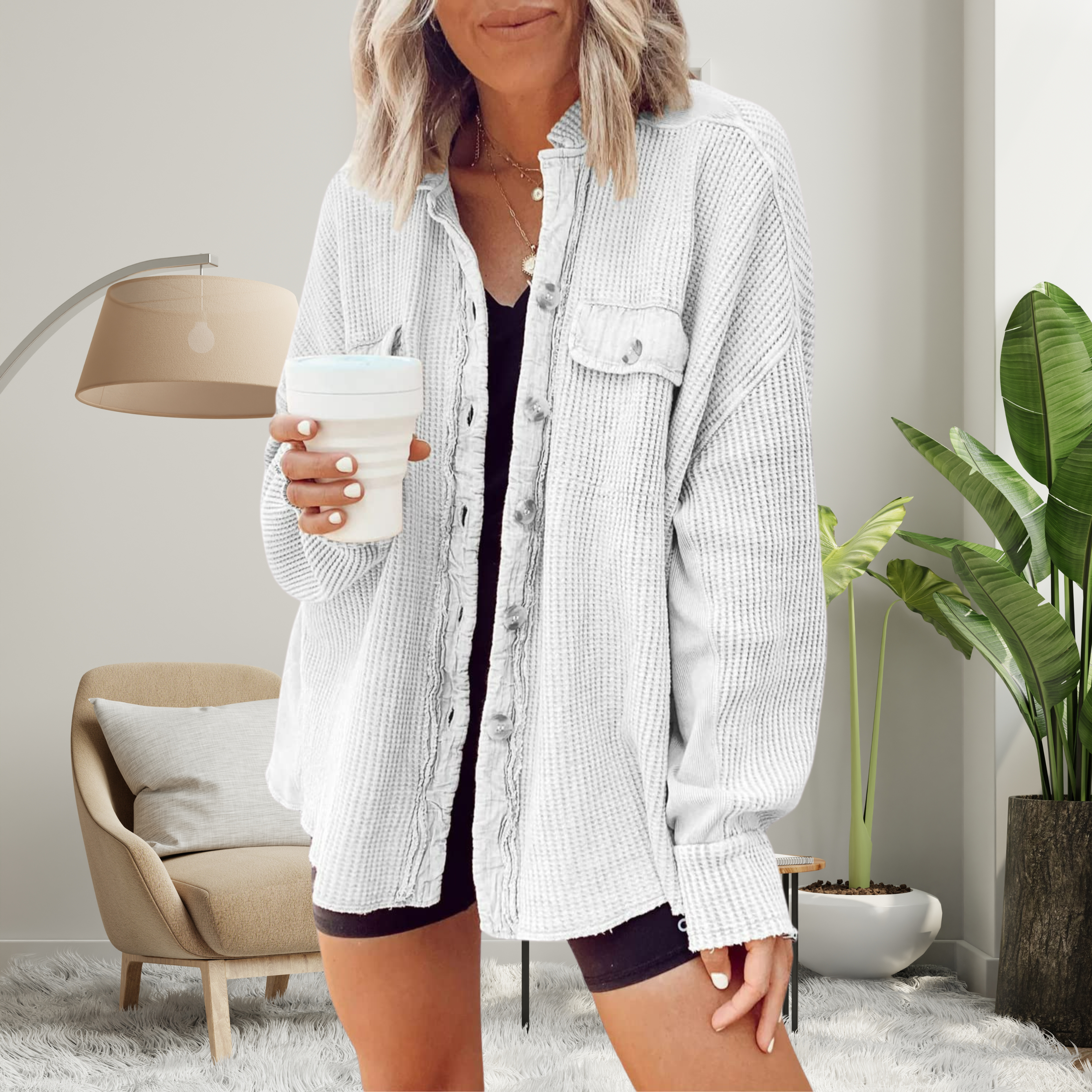 Celeste | Batwing Button-Down Cozy Jacket