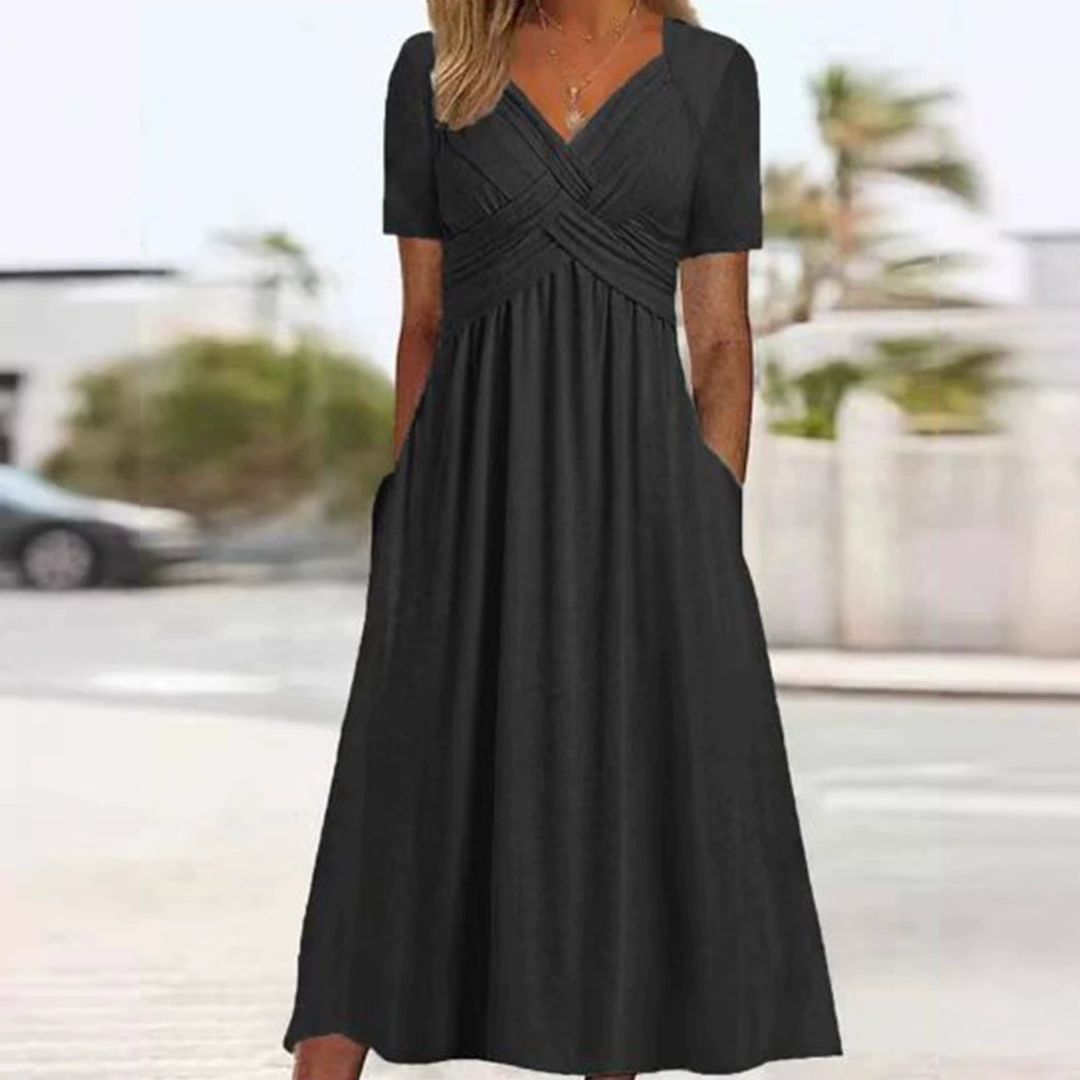 Davina | V-Neck Flattering Midi Dress